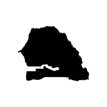 Senegal map silhouette vector flat design isolated on white background.