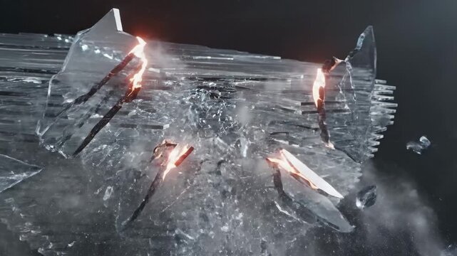Futuristic Shattering Glass Data Visualization In Motion.