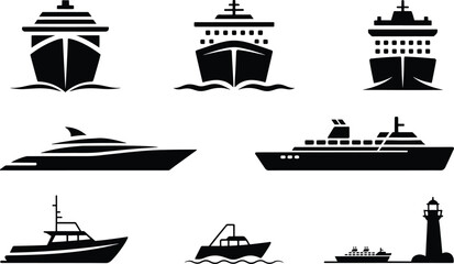 Obraz premium set of silhouettes of ships