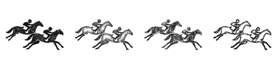 Fototapeta premium Sketch horse race icon design set