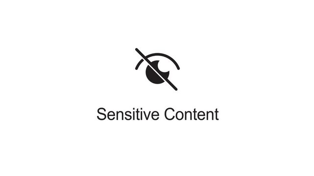 Sensitive content warning animation with restriction symbol. Explicit Media Notice concept on transparent background. 4K video.