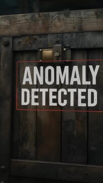 Vertical video: Aiming gloved hand with device at gate, scanning, showing red ANOMALY DETECTED