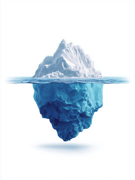 an iceberg, half under water
