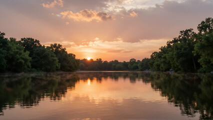 Obraz premium Sunset Lake Panorama