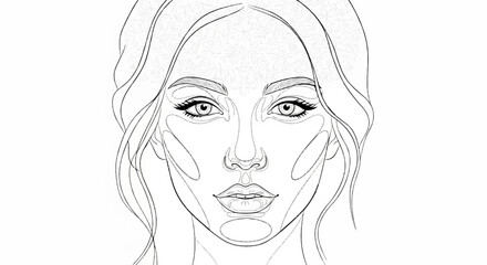 Fototapeta premium Stylized female face outline with floral pattern in hair