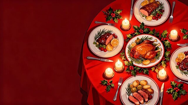 Festive holiday dinner table setting