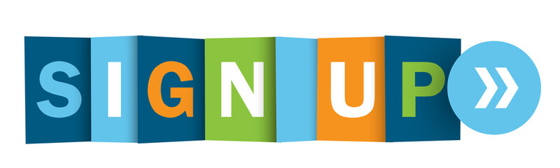 SIGN UP colorful typography banner on transparent background © Web Buttons Inc