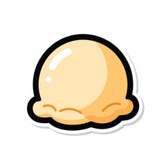 Fototapeta premium A yellow egg yolk illustration on a sticker with a black outline and white shadow