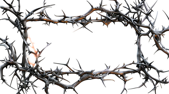 Intricate vine frame with twisted metal thorns for decorative design