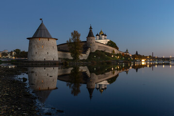 Fototapeta premium The historical center of Pskov on an October evening. Russia