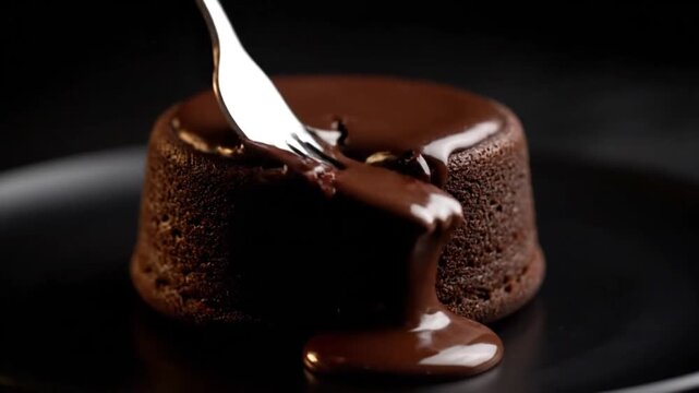 Chocolate pudding dessert served elegantly, highlighting sweet treat and rich texture.