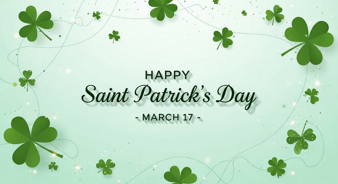Happy Saint Patricks Day Text Shamrocks March 17 JPG Background | Adobe Photoshop Tutorial JPG