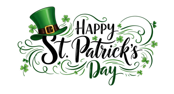 Happy St Patricks Day Swirl Hat Shamrock Text JPG | Adobe Photoshop Tutorial JPG Files