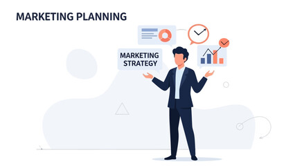 Marketing Planning Strategy Concept - Businessman Analyzing Growth Charts