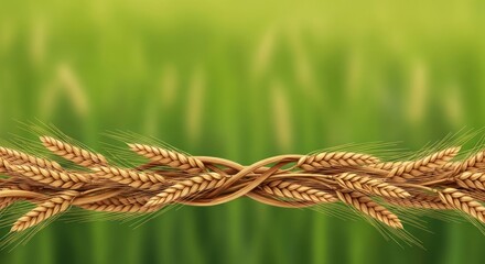 Golden Wheat Ears Braided Together.