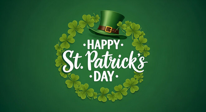 Happy St Patricks Day Shamrock Wreath Leprechaun Hat Text JPG | Adobe Photoshop Tutorial JPG