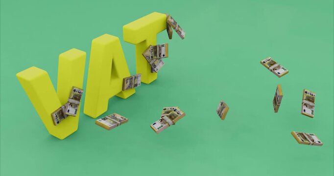 Vat value added tax yellow 3d letters on green background