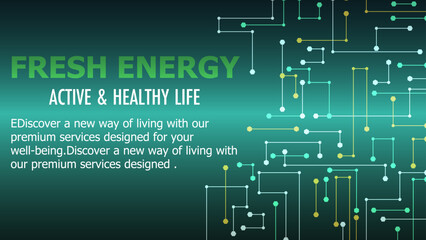 Green cyber technology background for eco energy and health tech
