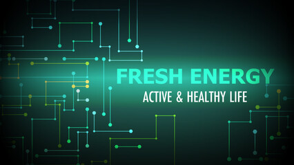 Green cyber technology background for eco energy and health tech
