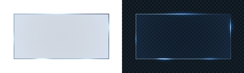 Futuristic holographic interface frame. Technology sci-fi panel, glowing blue border virtual screen for digital dashboards. Modern tech UI elements © dlyastokiv