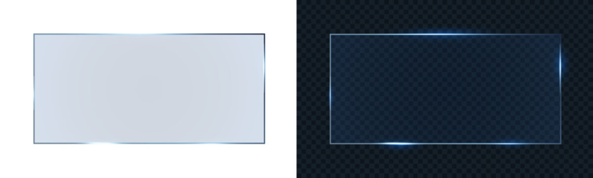 Futuristic holographic interface frame. Technology sci-fi panel, glowing blue border virtual screen for digital dashboards. Modern tech UI elements