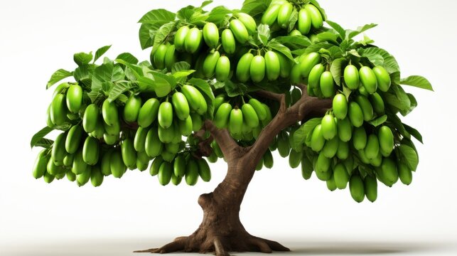 Abundant bilimbi fruit tree on white