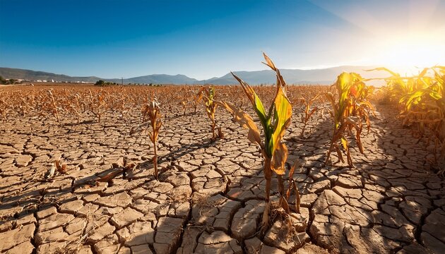 corn crops suffer as drought continues corn field with very dry soil dry corn field in the turkey extreme droogte in adana agriculture