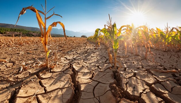 corn crops suffer as drought continues corn field with very dry soil dry corn field in the turkey extreme drought in adana agriculture