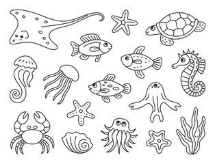 Cute Hand-Drawn Ocean Life Collection