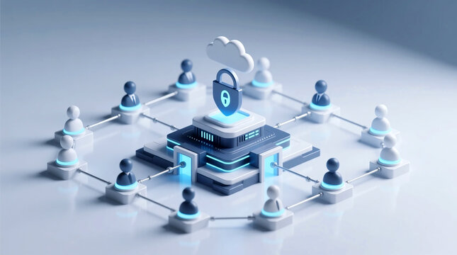 Zero Trust Cybersecurity Architecture Securing Distributed Enterprise Systems Remote Workforce Data via Secure Links Modern Digital Environment Isometric Concept