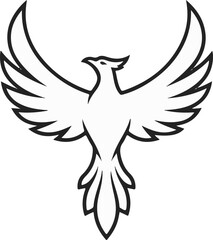 Obraz premium Stylized line art depiction of a mythical bird with outstretched wings