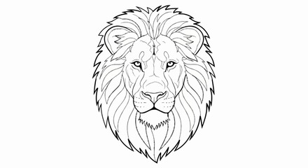 Obraz premium Stylized line art of a majestic lion's face with a prominent mane