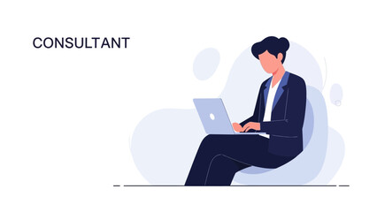 Business Consultant Working on Laptop, Professional Woman with Computer