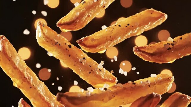 Crispy breadsticks with sesame seeds and poppy seeds falling in mid-air.