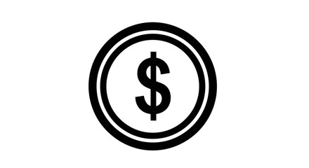 Obraz premium Black Dollar Sign Currency Icon in Circle Outline