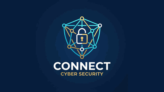 This modern logo represents a cyber security company, with interconnected nodes and a lock symbol, highlighting the importance of secure connections and digital safety for users.