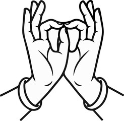 Obraz premium Two hands forming a gesture with fingers touching to create a circular shape