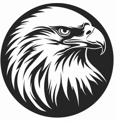 Obraz premium Bold eagle head portrait in black and white circular design isolated