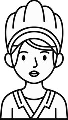 Obraz premium Stylized line drawing of a person in a chef's hat and apron