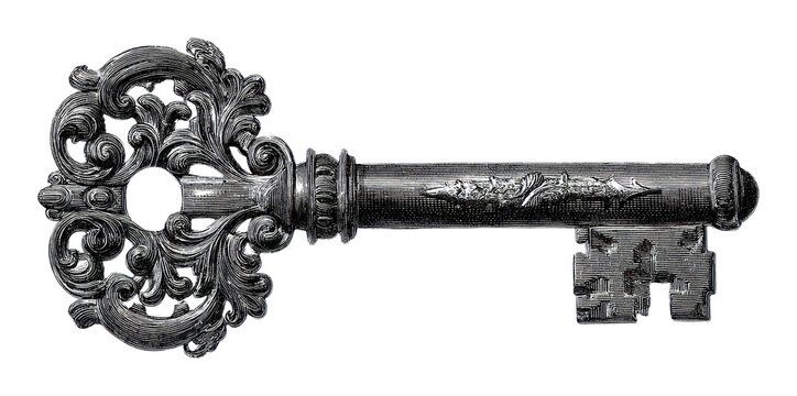 PNG Victorian engraved medieval key vintage classic design.