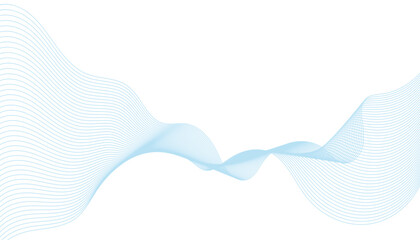 Fototapeta premium Minimalist blue wave background with flowing lines. Abstract light blue curved line pattern on white. Elegant digital motion graphic for corporate design.