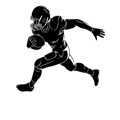 Naklejka premium Untitled-3American Football Running Back Silhouette Black and White Sports Illustration