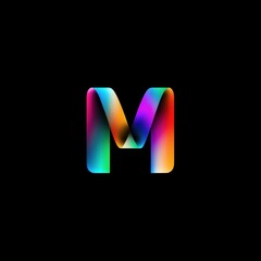 Colorful Letter M on Black Background