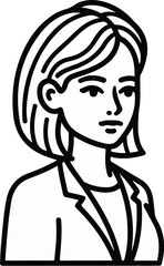Stylized line art portrait of a young woman in a business suit