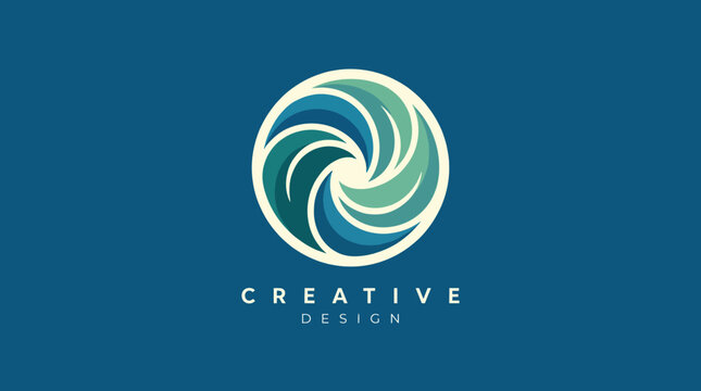 This logo design features swirling ocean elements in calming greens and blues, embodying creativity and the essence of nature&rsquo;s serene beauty for brands focused on eco-friendly themes.