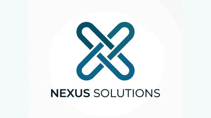 Obraz premium This image features a modern abstract logo symbolizing connection and synergy through intertwined lines, showcasing a sleek and professional aesthetic for business branding.