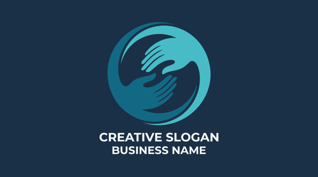This logo features interlocking hands in a comforting design, symbolizing teamwork, support, and collaboration, perfect for businesses focused on community and connection.