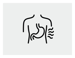 Obraz premium Stomach Pain Simple Line Art Vector Illustration