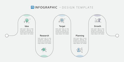 Timeline Creator infographic template. 5 Step timeline journey, calendar Flat simple infographics design template. presentation graph. Business concept with 5 options, gantt vector illustration.