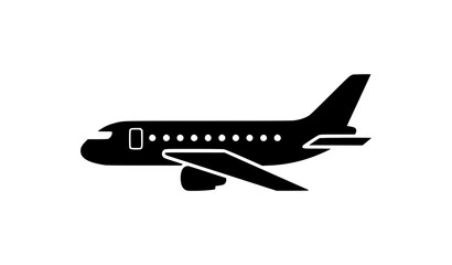 Minimal Jet Airplane Side View Icon Silhouette Vector Design